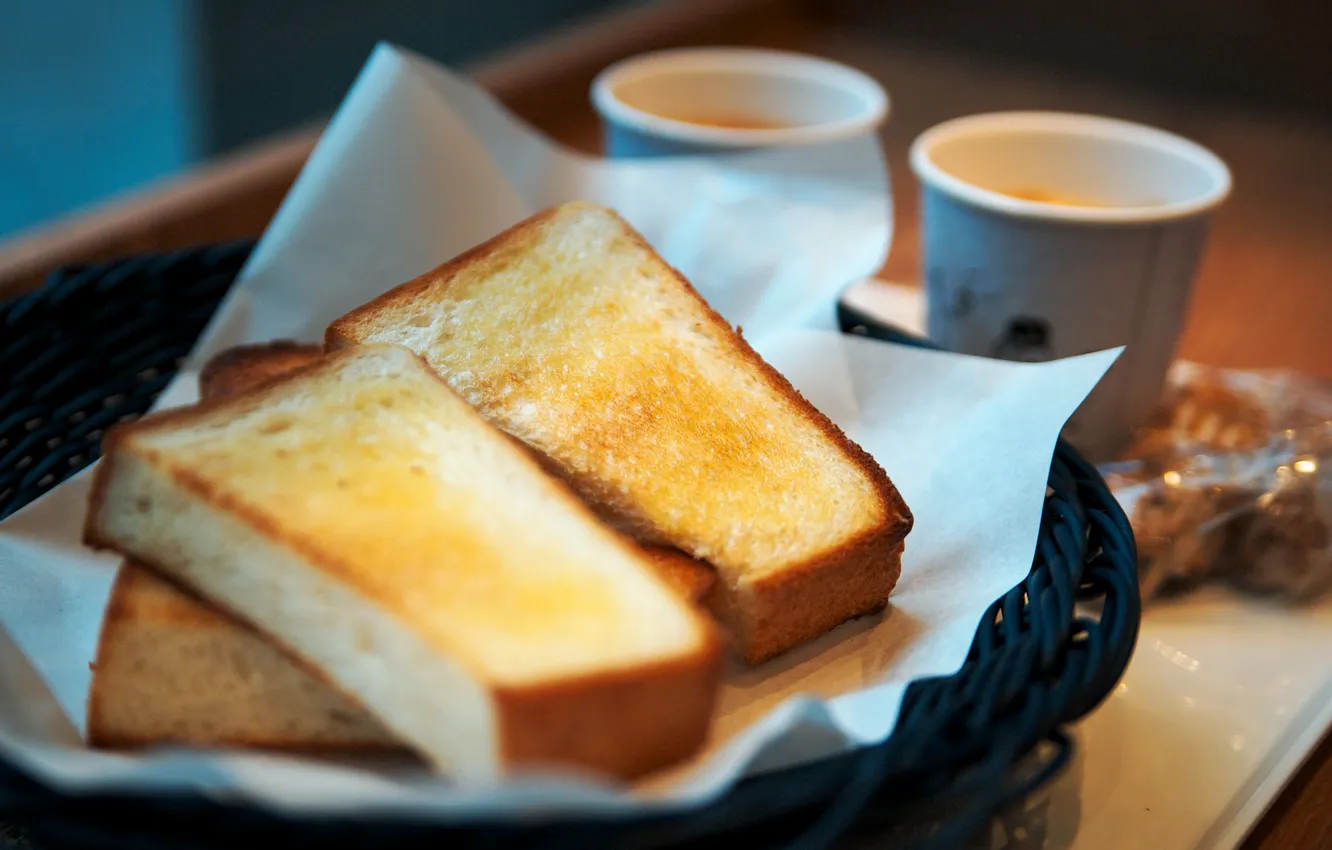 Фото обои хлеб, чашки, кружки, тосты