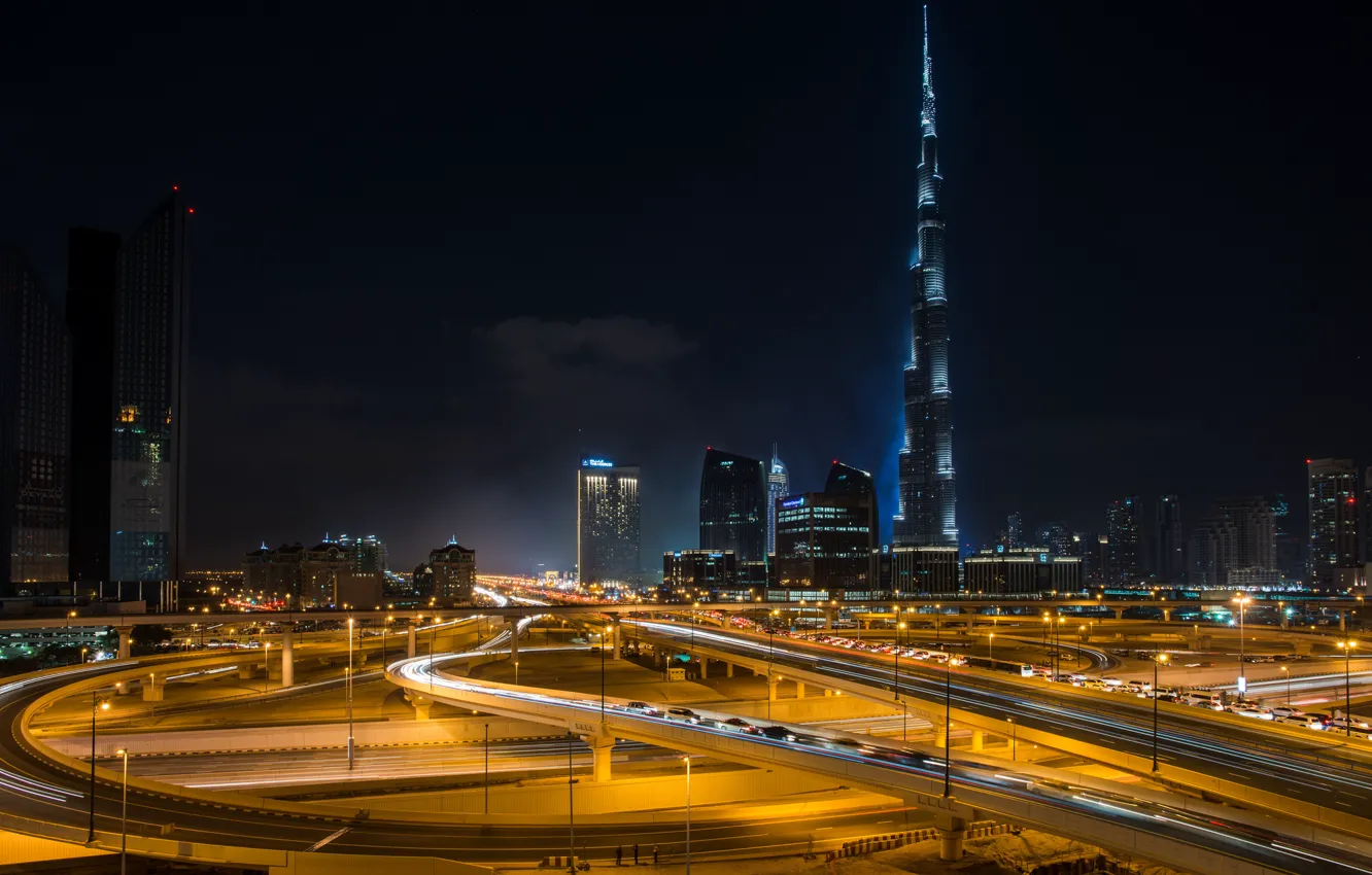 Фото обои city, здания, дороги, дома, Дубай, мосты, Dubai, высотки