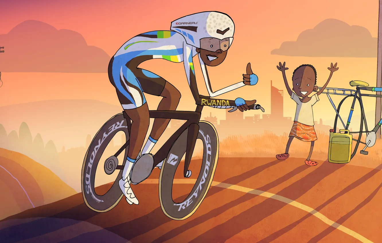 Фото обои спорт, рисунок, велосипедист