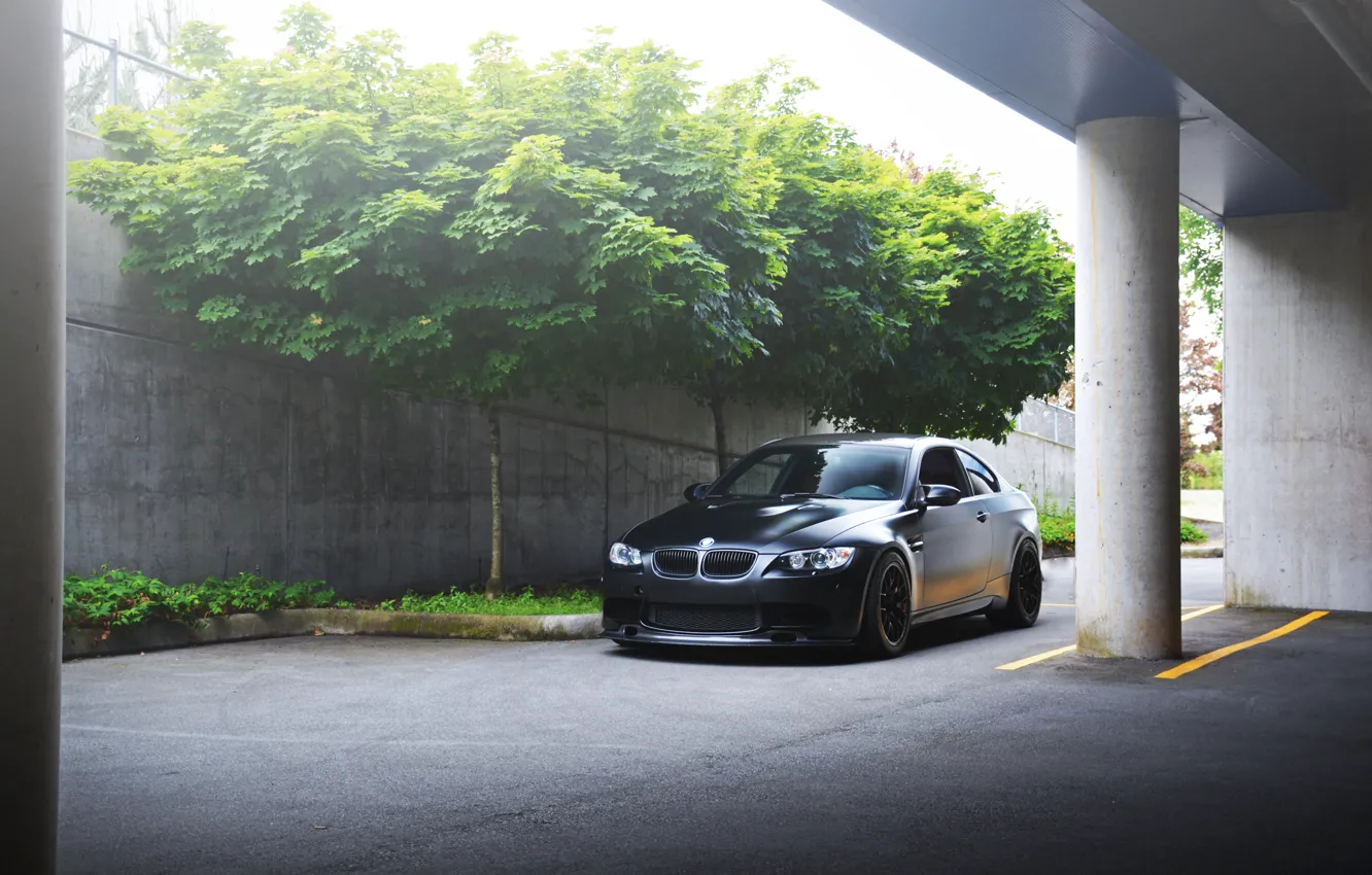 Фото обои bmw, trees, e92, m3