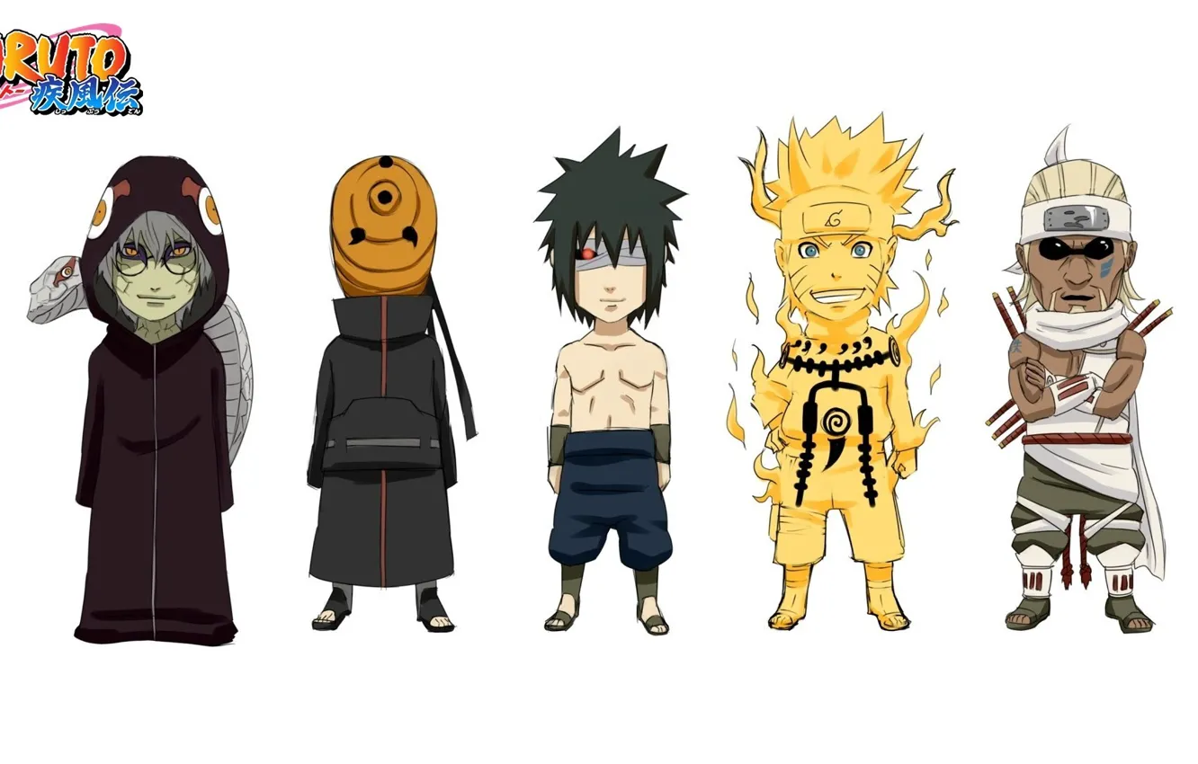 Фото обои Sasuke, Naruto, Anime, Naruto Shippuden, Tobi, Killer Bee, Kabuto