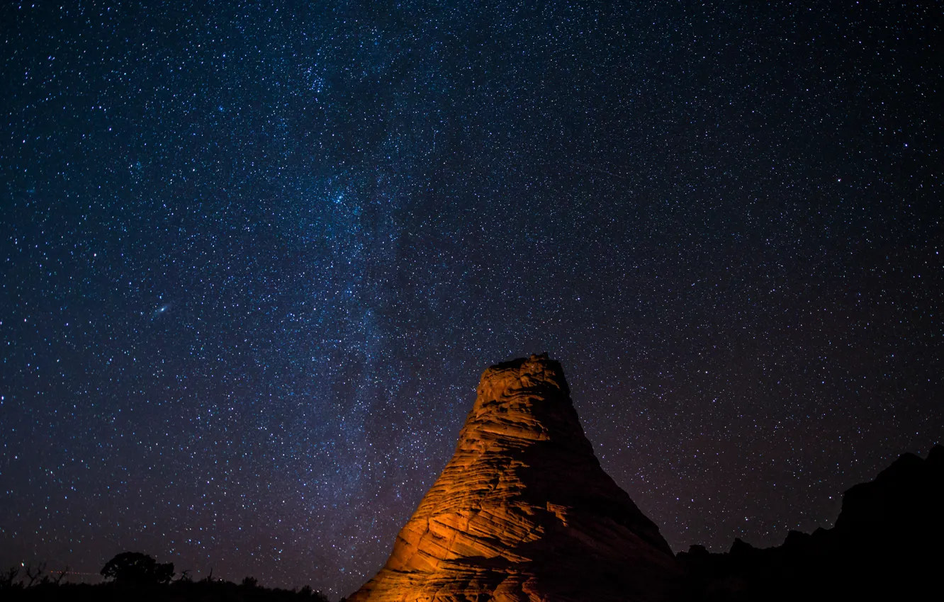 Фото обои космос, звезды, Млечный Путь, Соединенные Штаты, штат Аризона, тайны, Vermilion Cliffs Национальный памятник, Южная Койот …