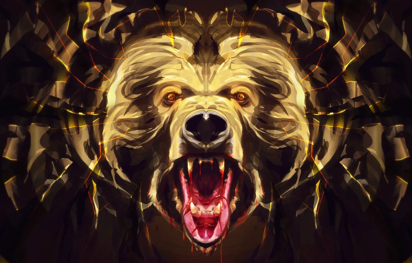 Фото обои blood, animals, brown, artwork, bears, Desktopography, mammals