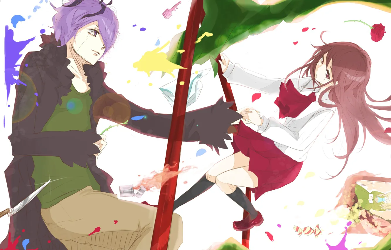 Фото обои игра, аниме, арт, девочка, парень, двое, IB