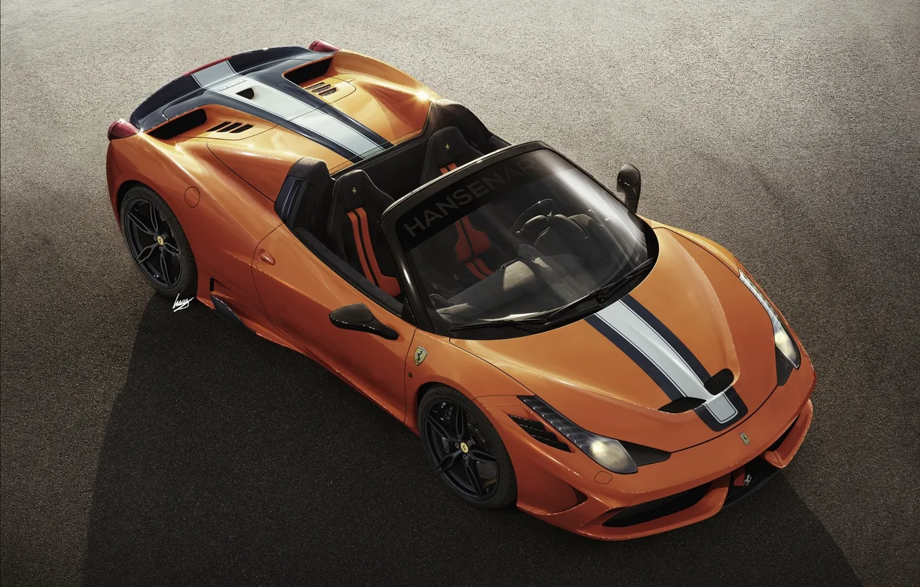 Фото обои Ferrari, Orange, 458, Spider, Supercar, 2015, Speciale A, Hansen ART