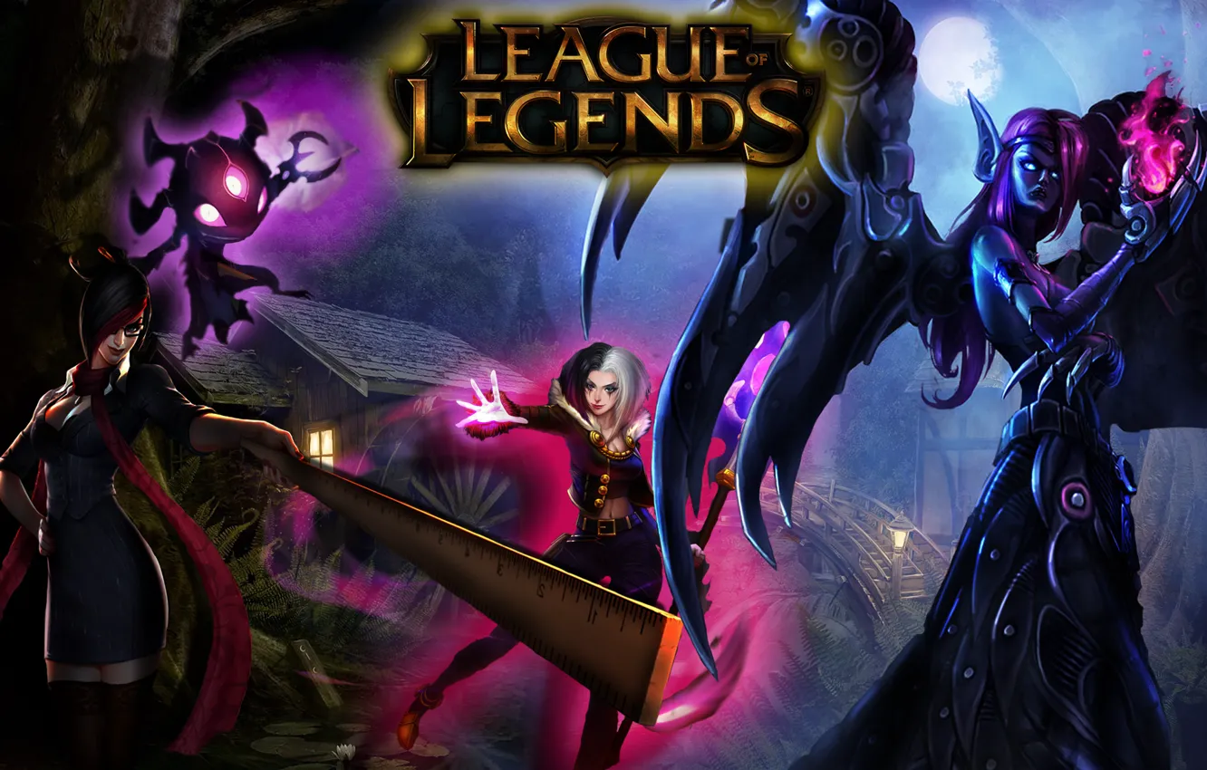 Фото обои Legends, LoL, Fiora, Morgana, LeBlanc, League, Fizz