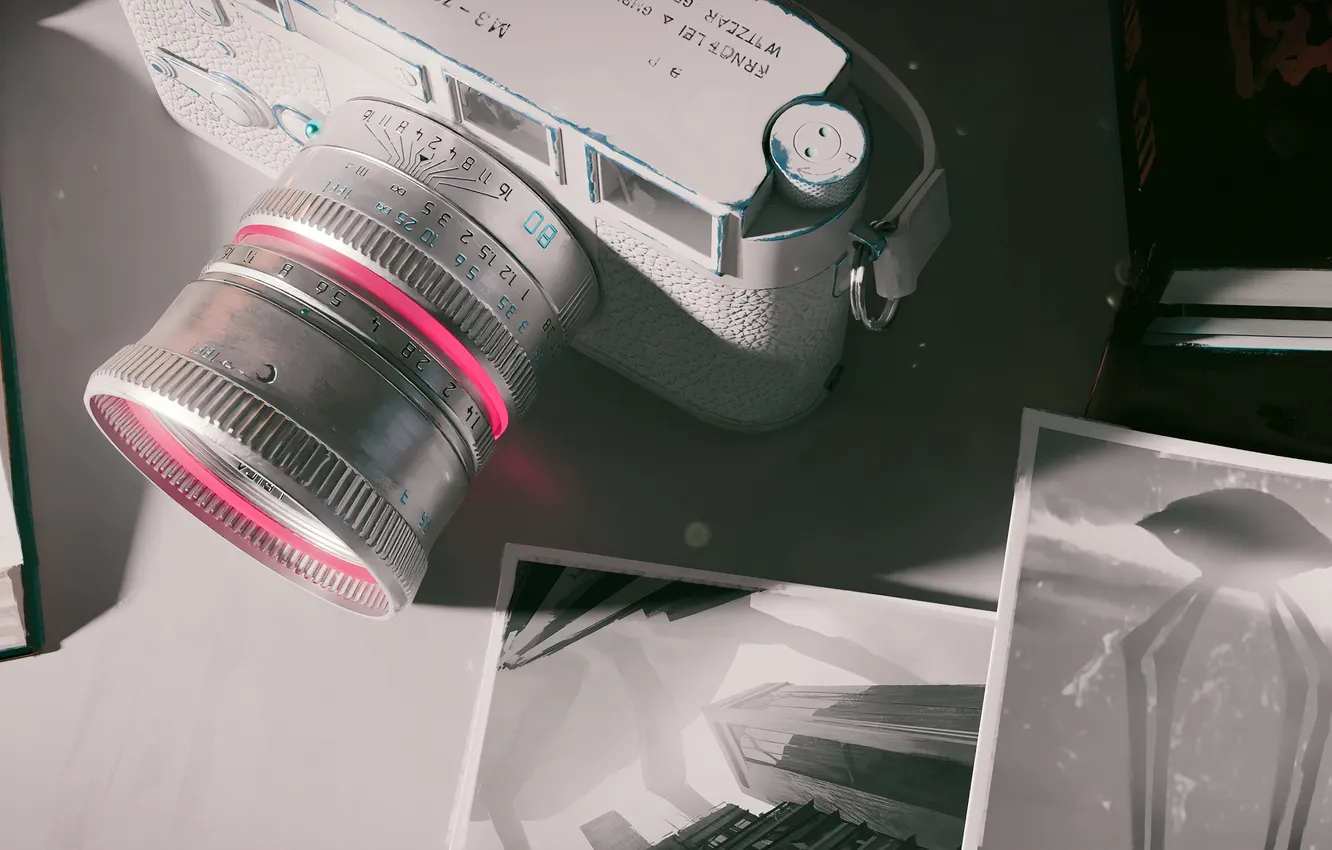 Фото обои white, camera, digital art, artwork, illustration, WLOP