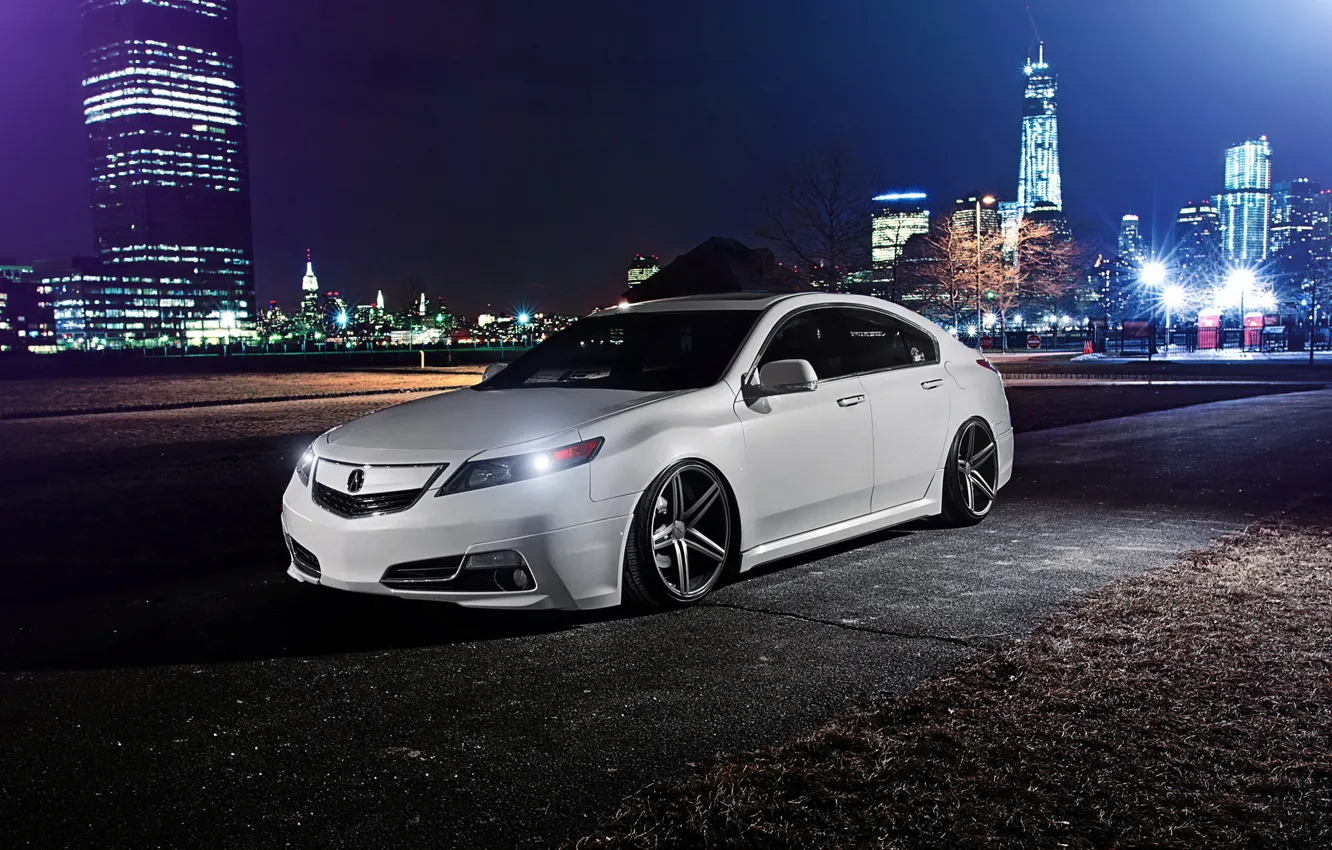 Фото обои ночь, тюнинг, stance, акура, Acura TL