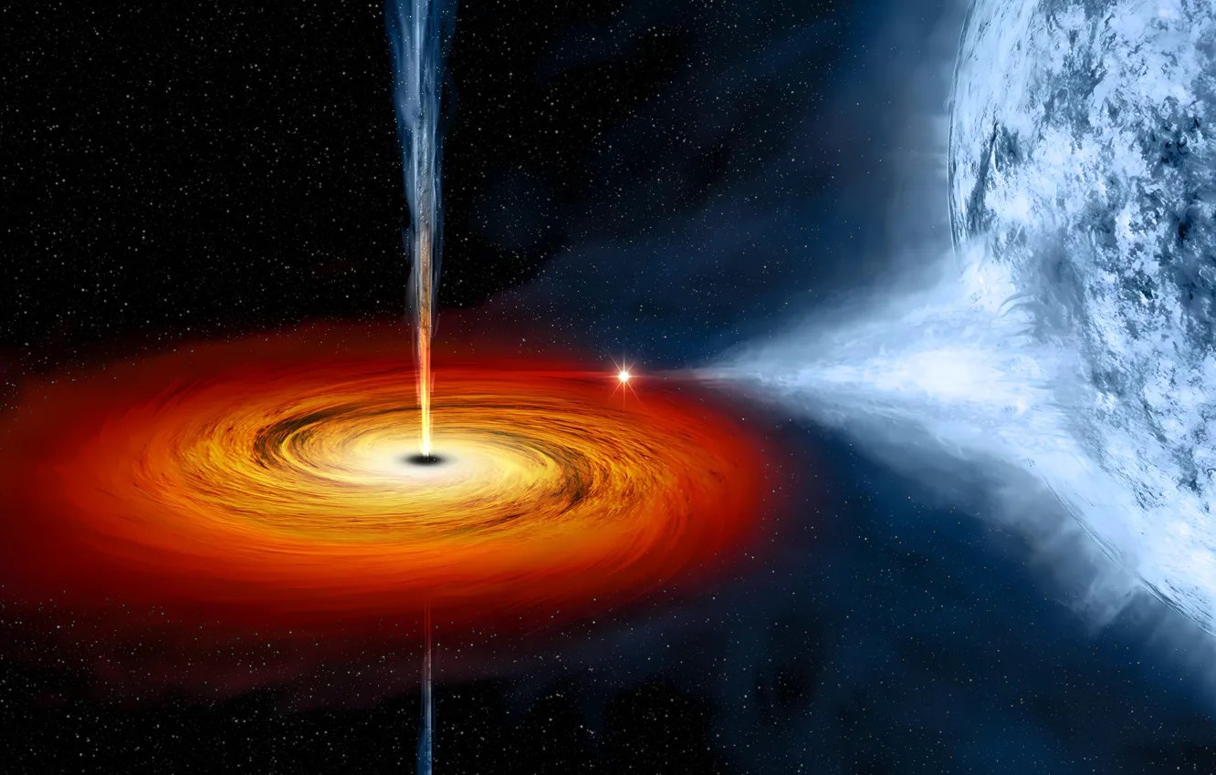 Фото обои light, star, black hole