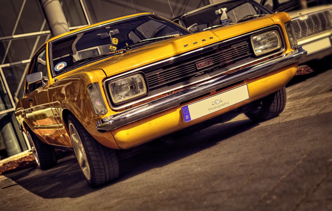 Фото обои желтый, ретро, HDR, форд, FORD TAUNUS GT