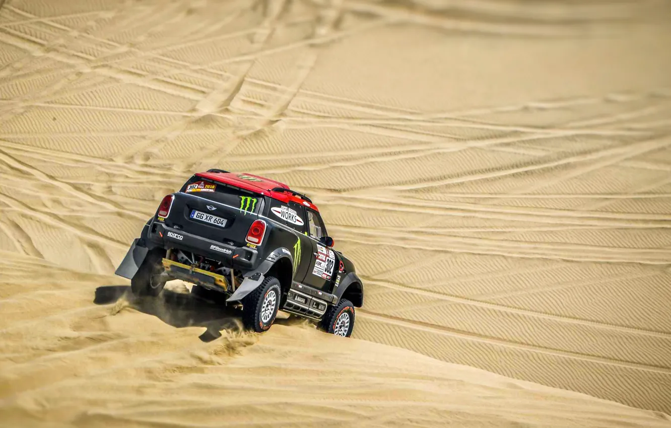 Фото обои Песок, Mini, Спорт, Пустыня, Скорость, Гонка, 302, Rally