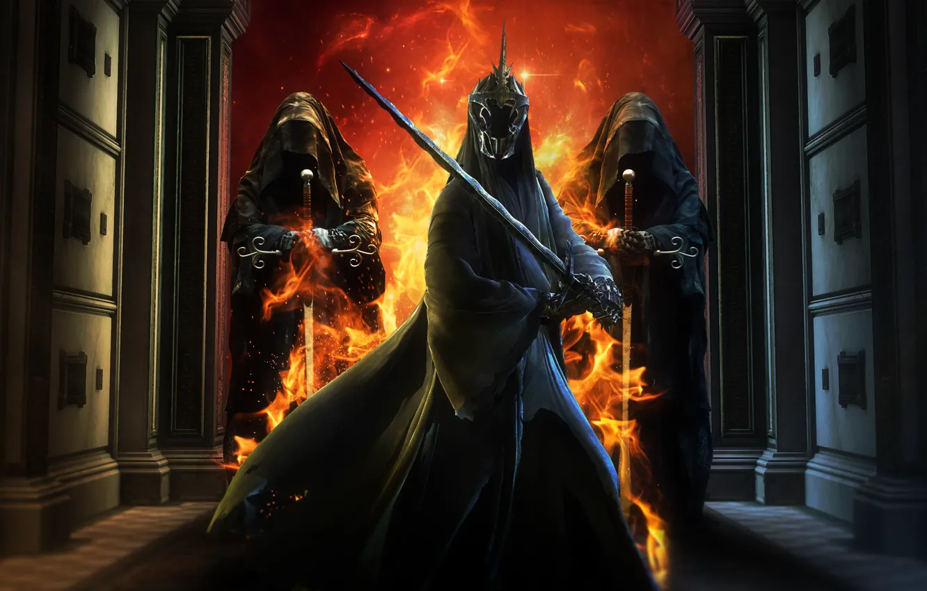 Фото обои властелин колец, мечи, чародей, nazgul, The Lord of the Rings, назгулы, Shadow of Gorgoroth, силы …