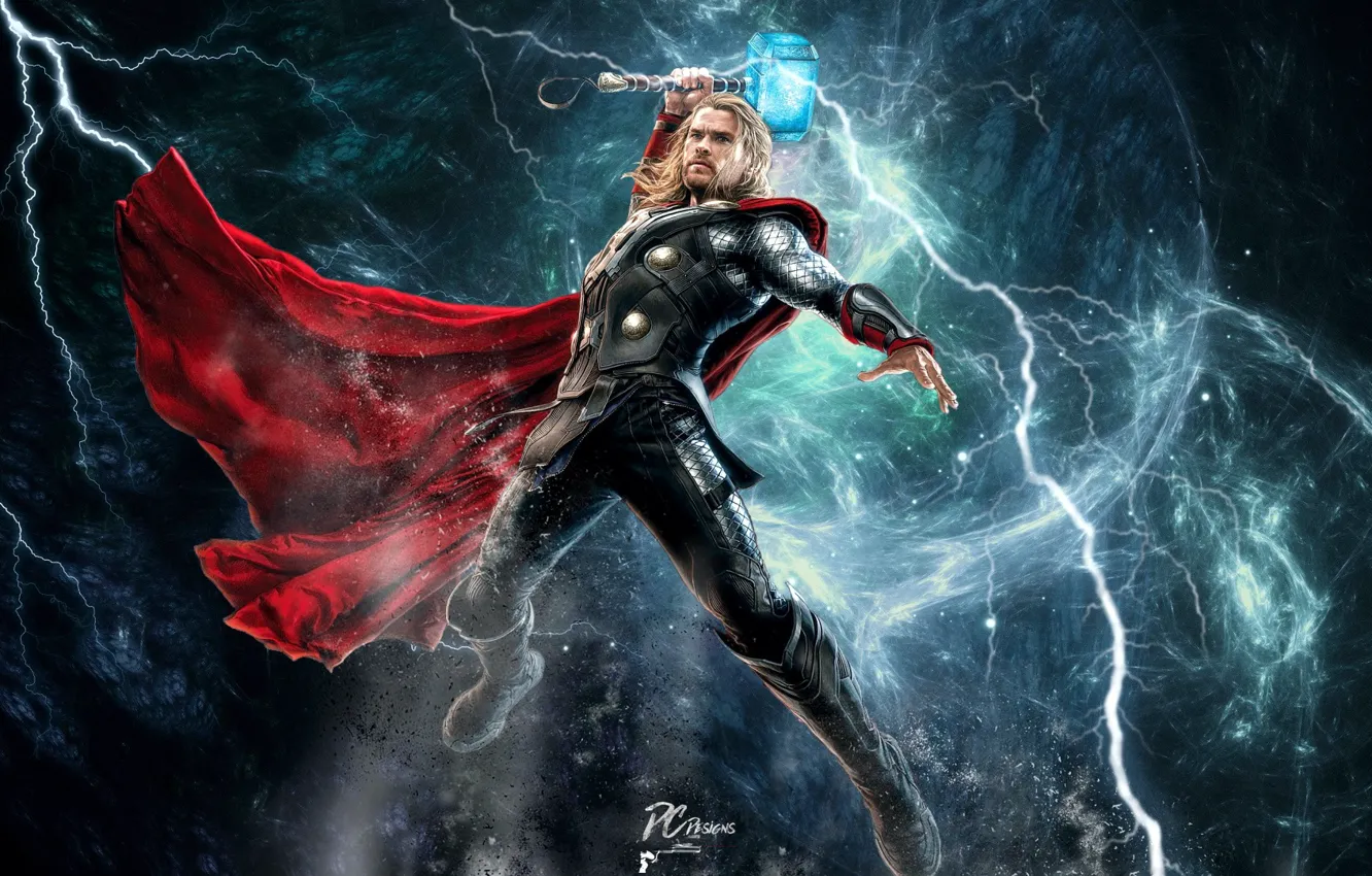 Фото обои бог, молот, арт, Thor, Marvel Comics, Avengers: Age of Ultron, Мстители: Эра Альтрона, Thor Odinson