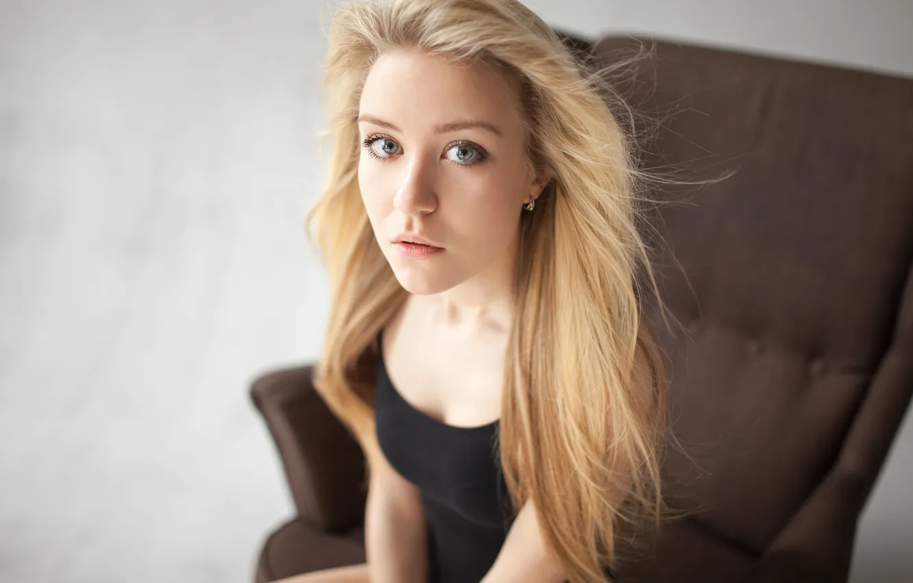 Фото обои взгляд, девушка, блондинка