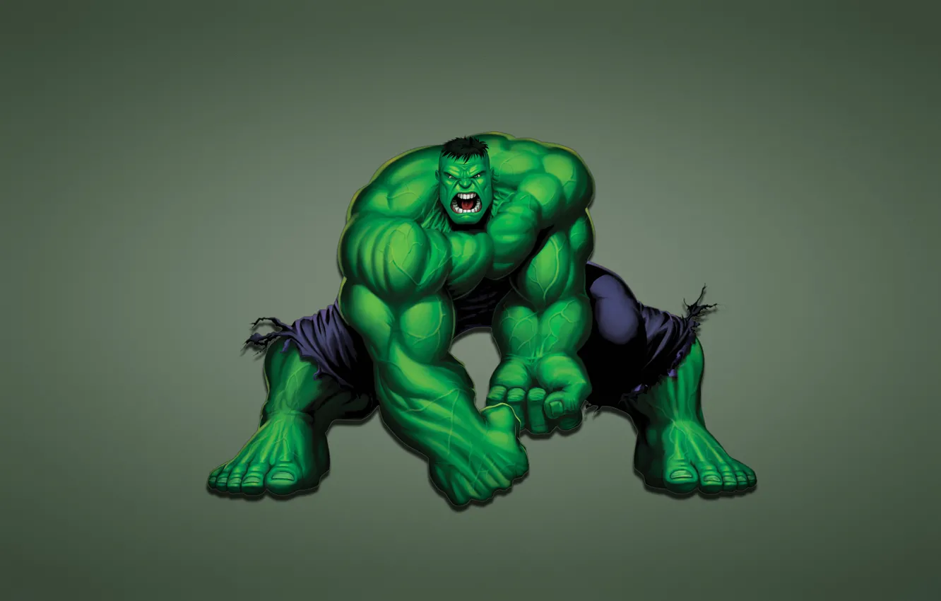 Фото обои зеленый, графика, монстр, крик, халк, hulk