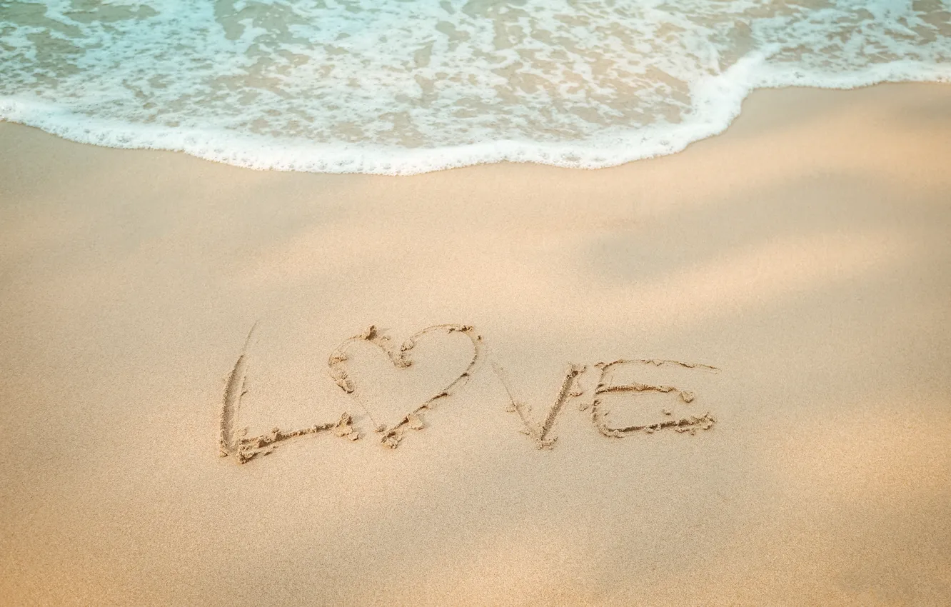 Фото обои песок, море, волны, пляж, лето, summer, love, beach