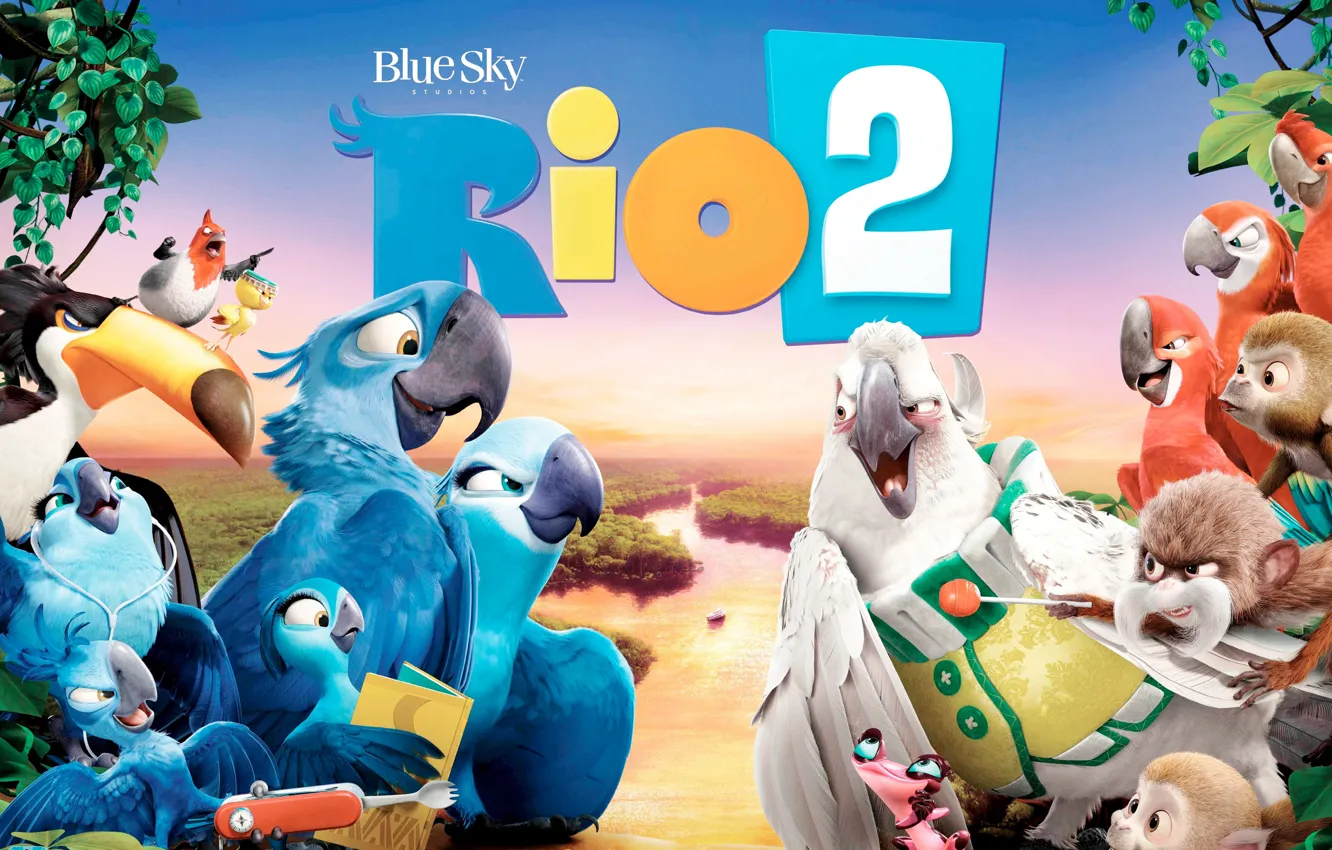 Фото обои Blue Sky, Мультфильм, Комедия, Жемчужинка, Rio 2, Голубчик, Приключения, Семейный