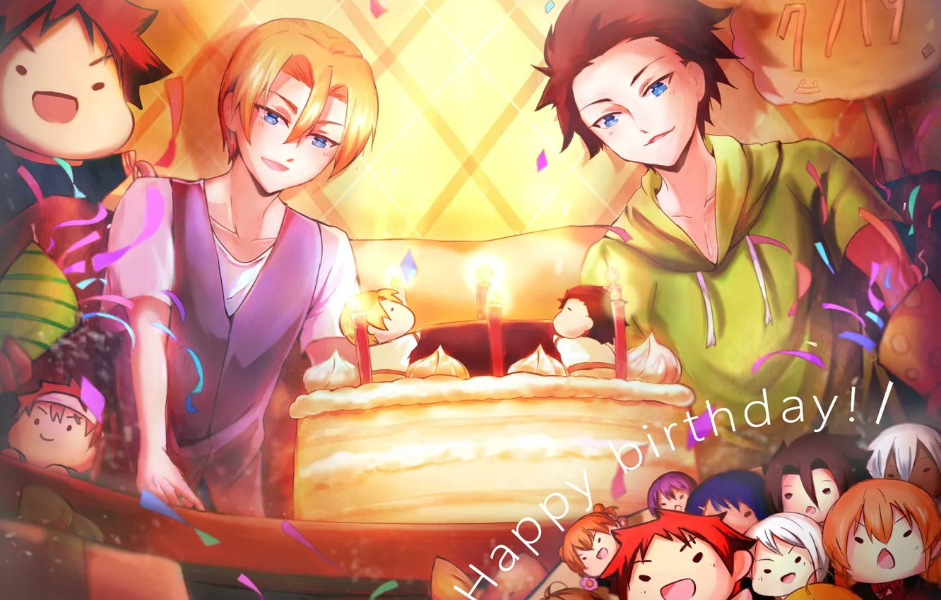 Фото обои день рождения, свечи, парни, братья, В поисках божественного рецепта, Shokugeki No Soma