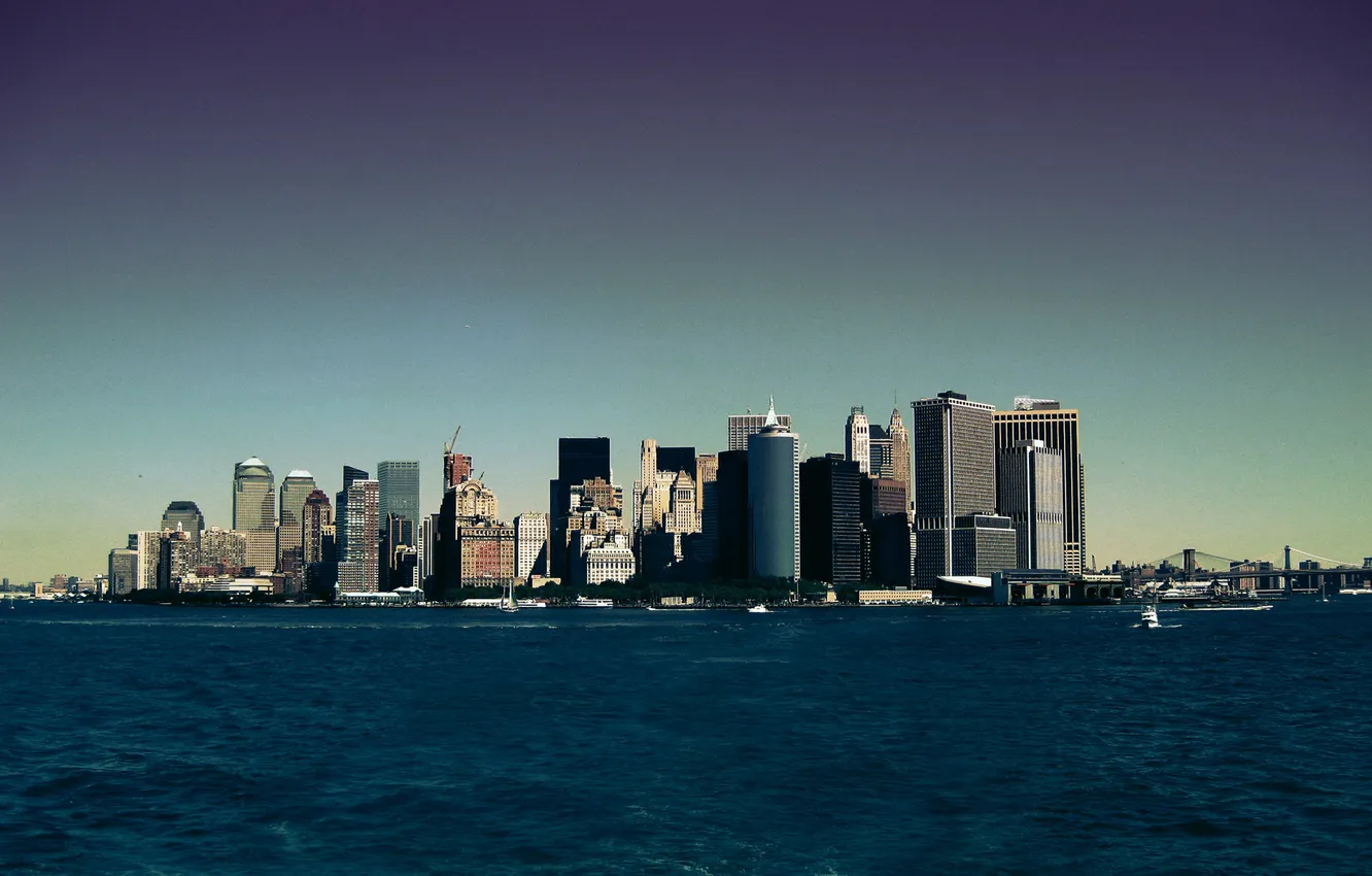 Фото обои море, город, фото, фон, обои, побережье, здания, небоскребы