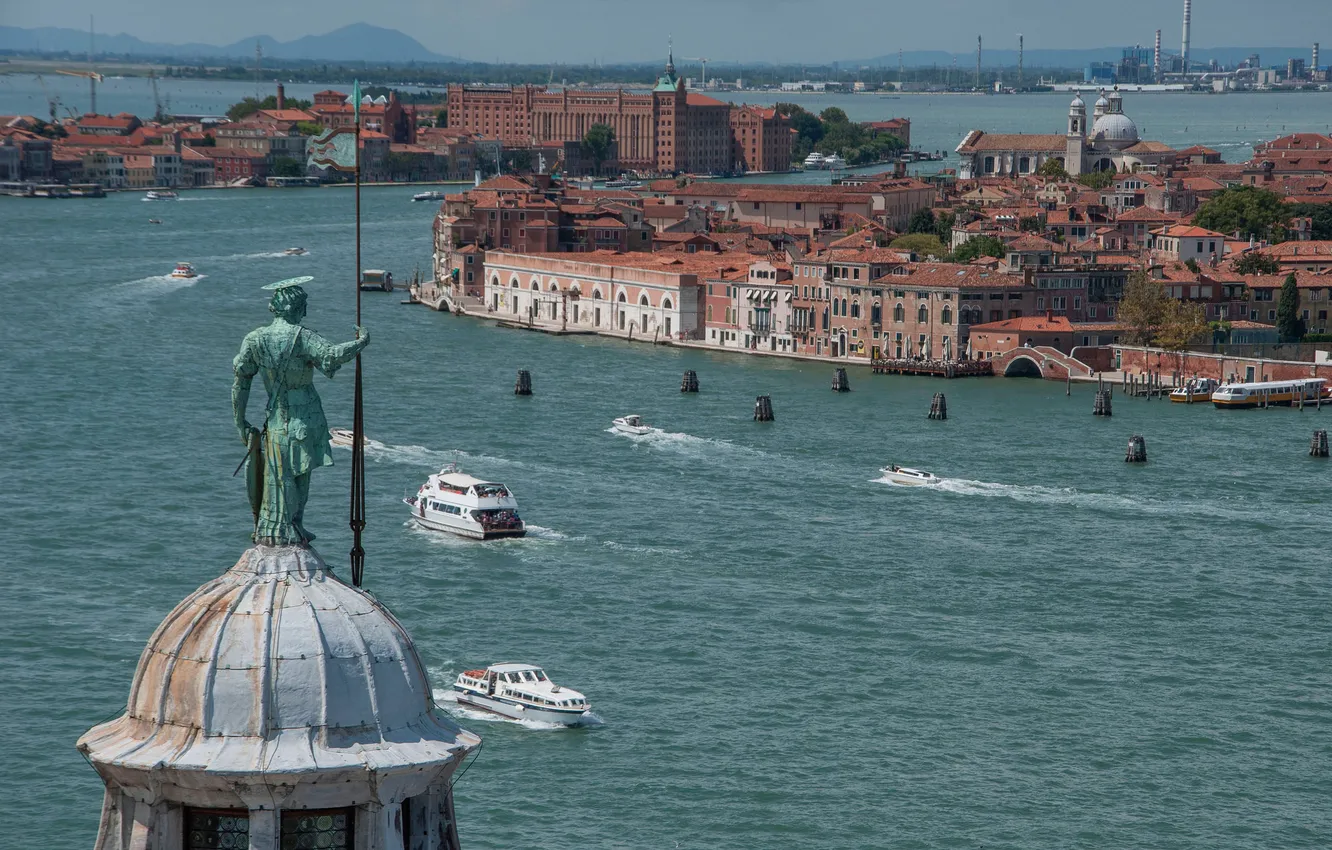 Фото обои пейзаж, корабль, дома, Италия, Венеция, канал