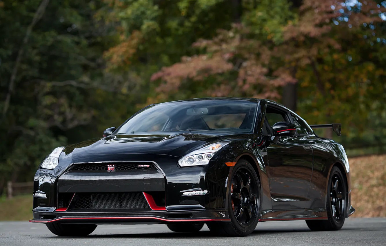 Фото обои Nissan, GT-R, Black, Nismo, 2015