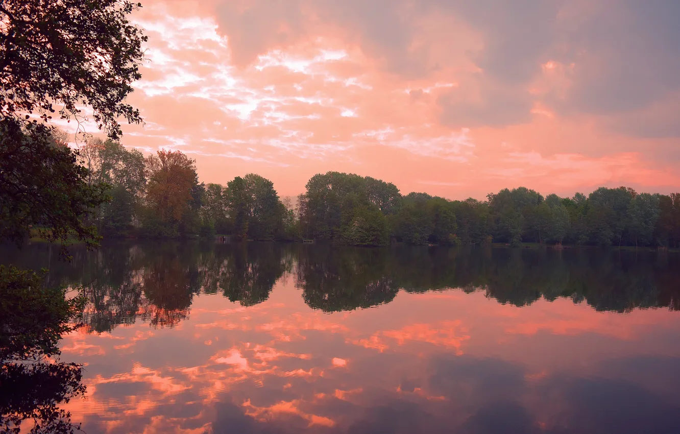 Фото обои осень, закат, озеро, sunset, Autumn, lake
