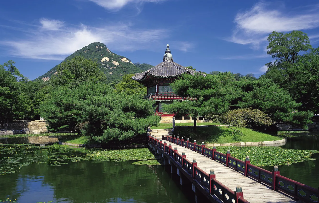 Фото обои Korea, in Gyeongbokgung, Hyangwonjeong Pavilion