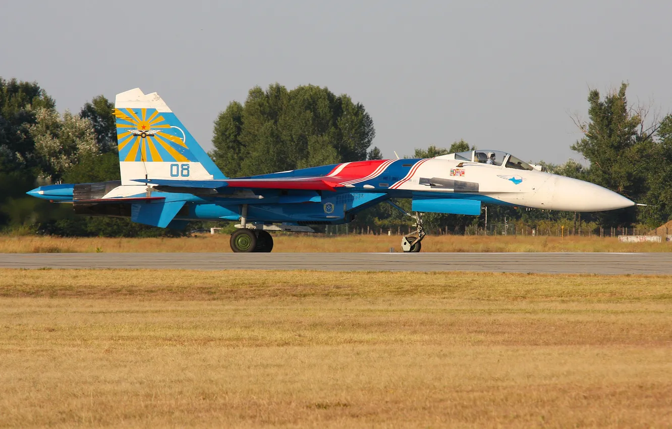 Фото обои истребитель, аэродром, многоцелевой, Су-27