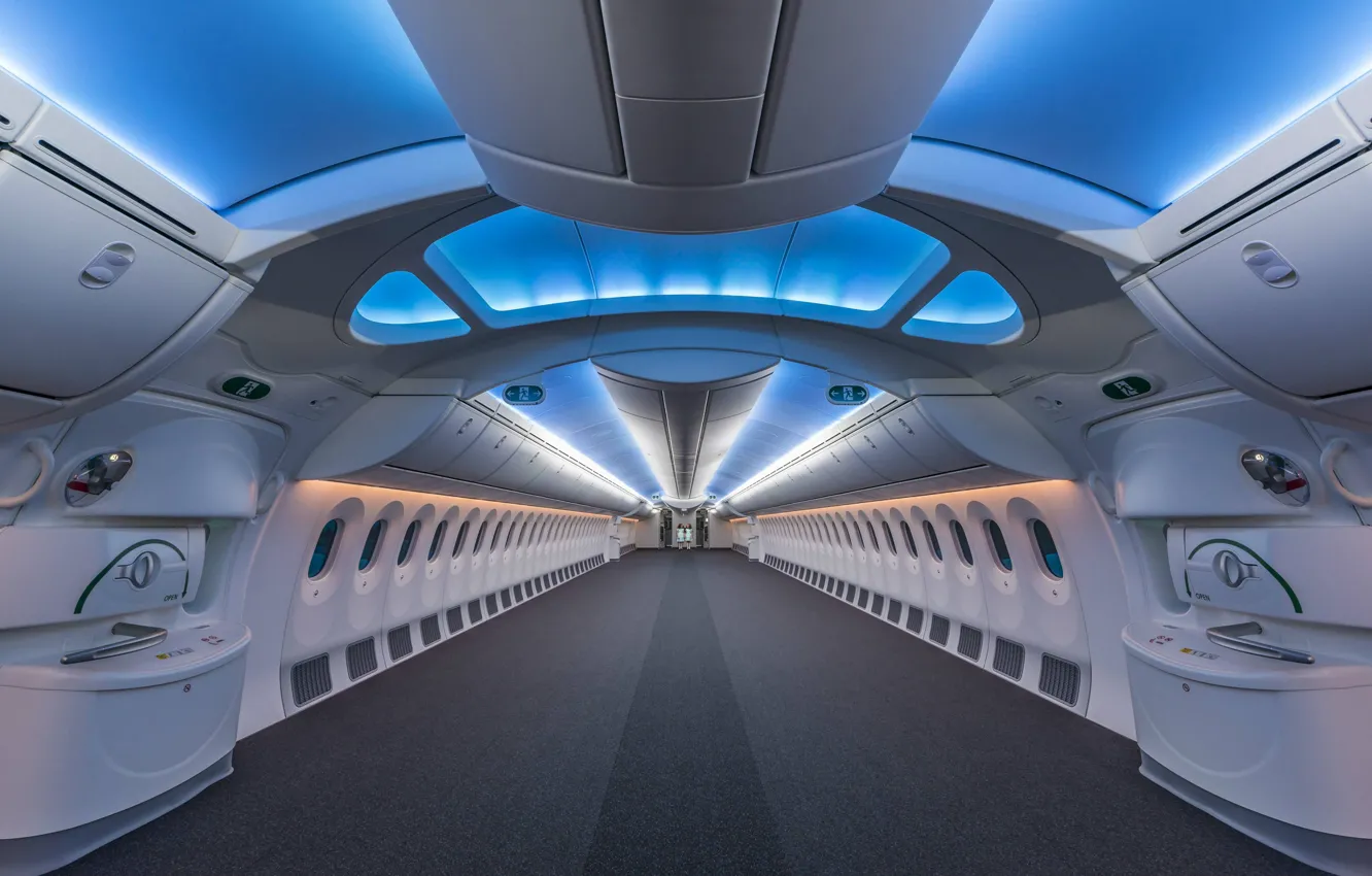 Фото обои dreamliner, plane interior, boeing 787