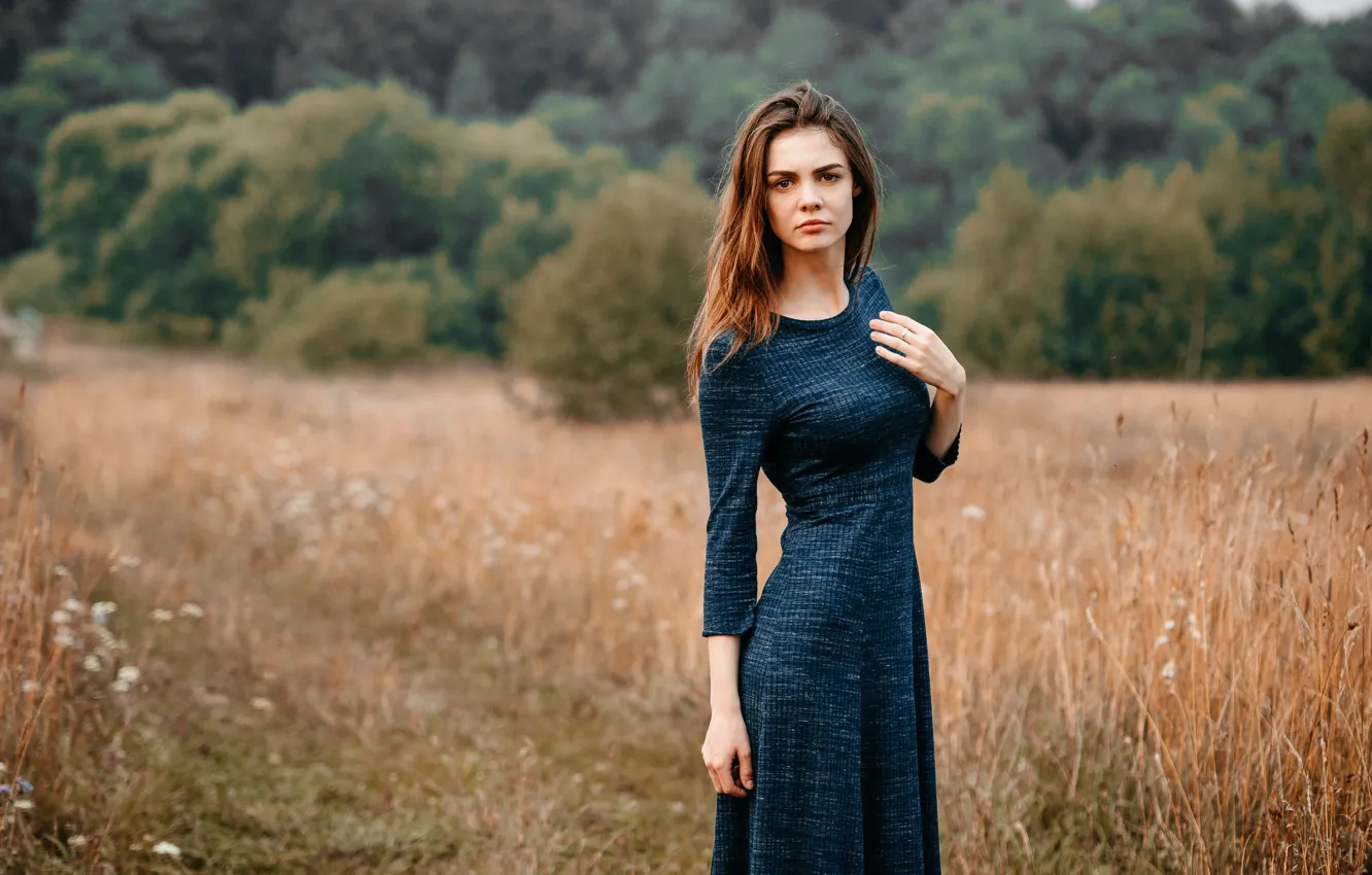 Фото обои лето, взгляд, девушка, фигура, платье, красотка