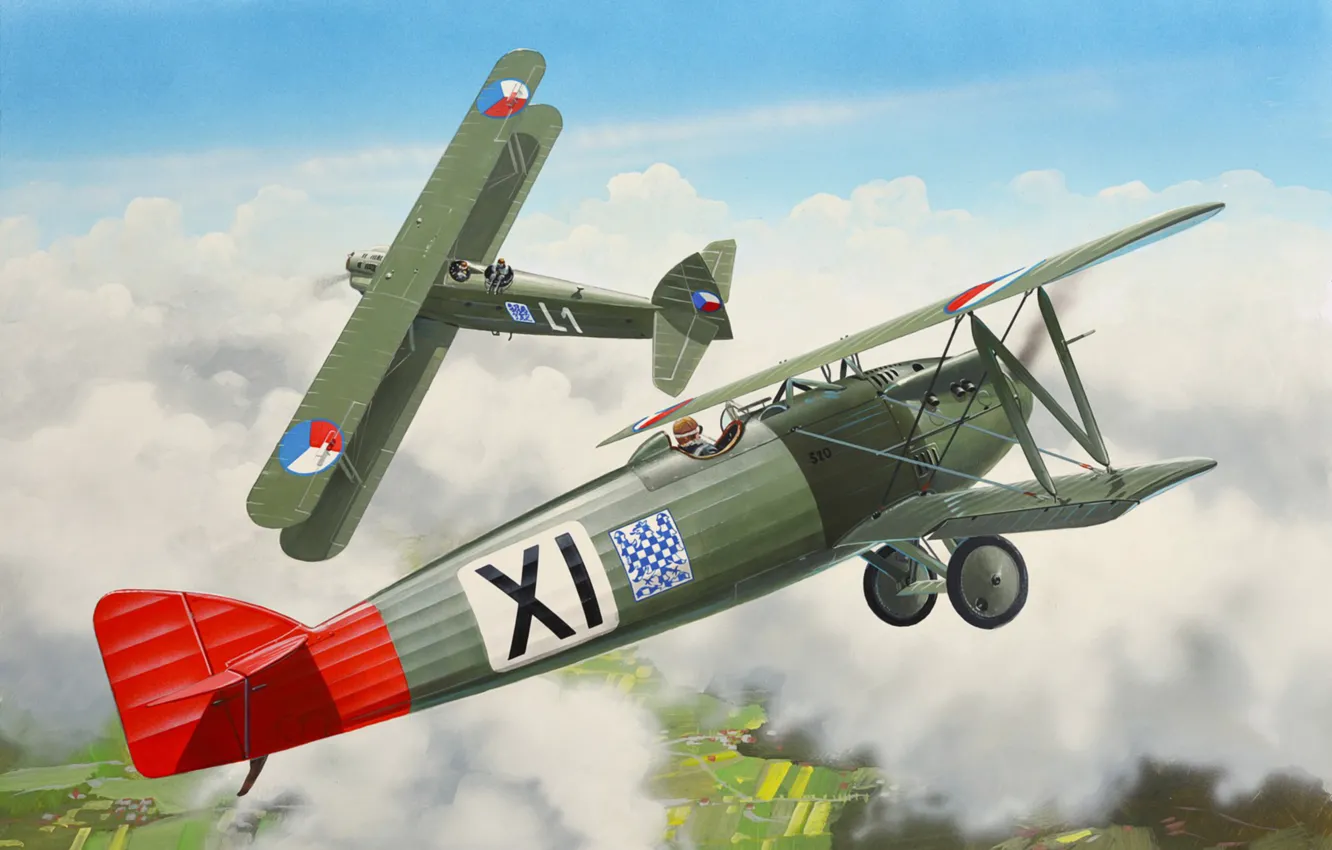 Фото обои art, airplane, painting, aviation, biplane, Letov Š-20