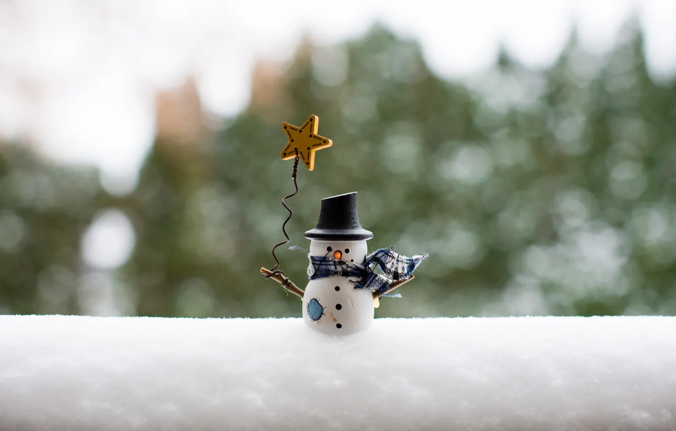 Фото обои снег, игрушка, снеговик