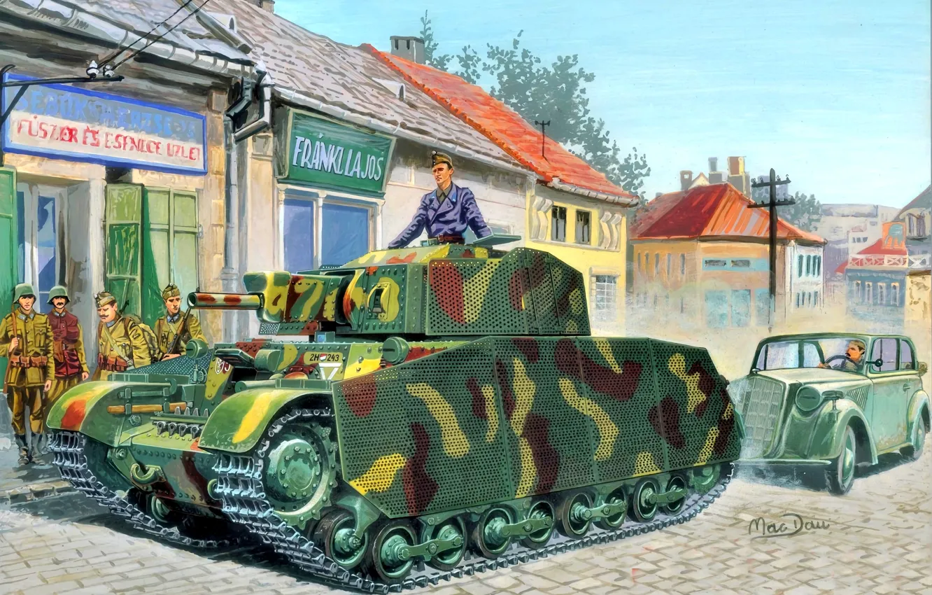 Фото обои солдаты, Танк, Вторая Мировая война, Turan II, Венгерский, бортовые экраны, 41.M Turan II