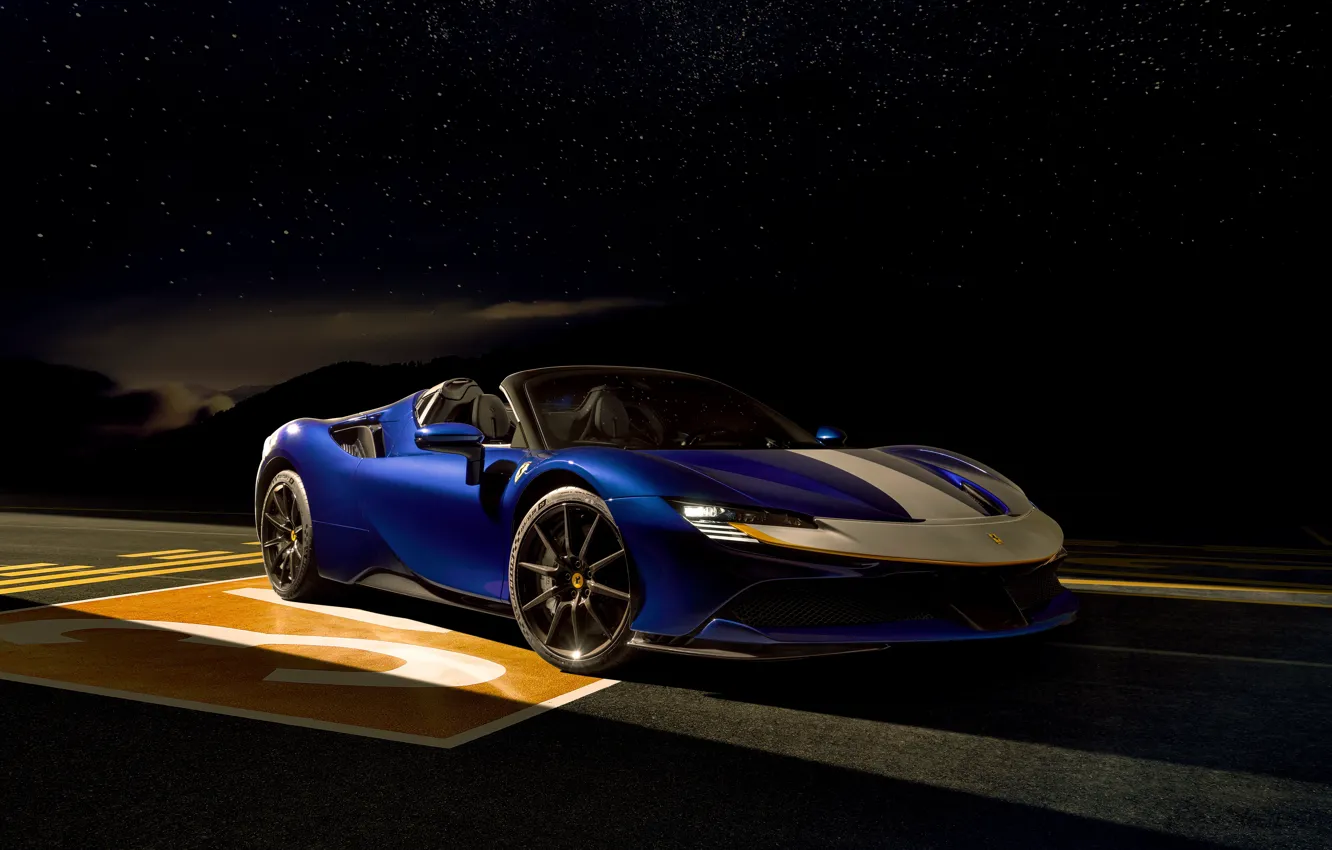Фото обои Синий, Автомобиль, Ferrari SF90 Spider Assetto Fiorano