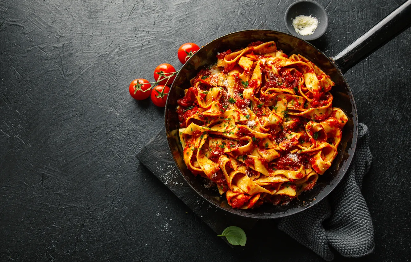 Фото обои помидоры, соус, томаты, специи, паста, pasta