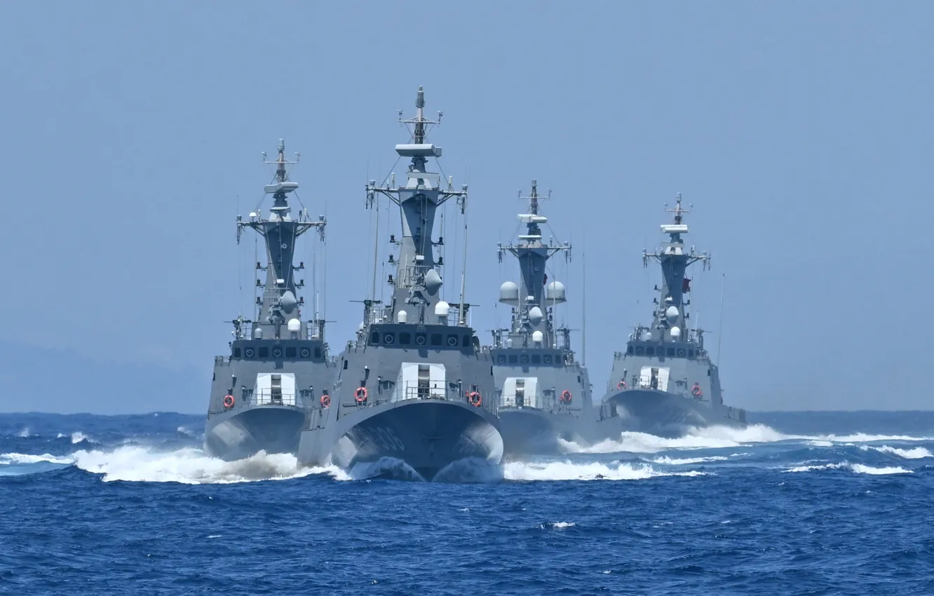 Фото обои учения, корвет, ВМС Турции