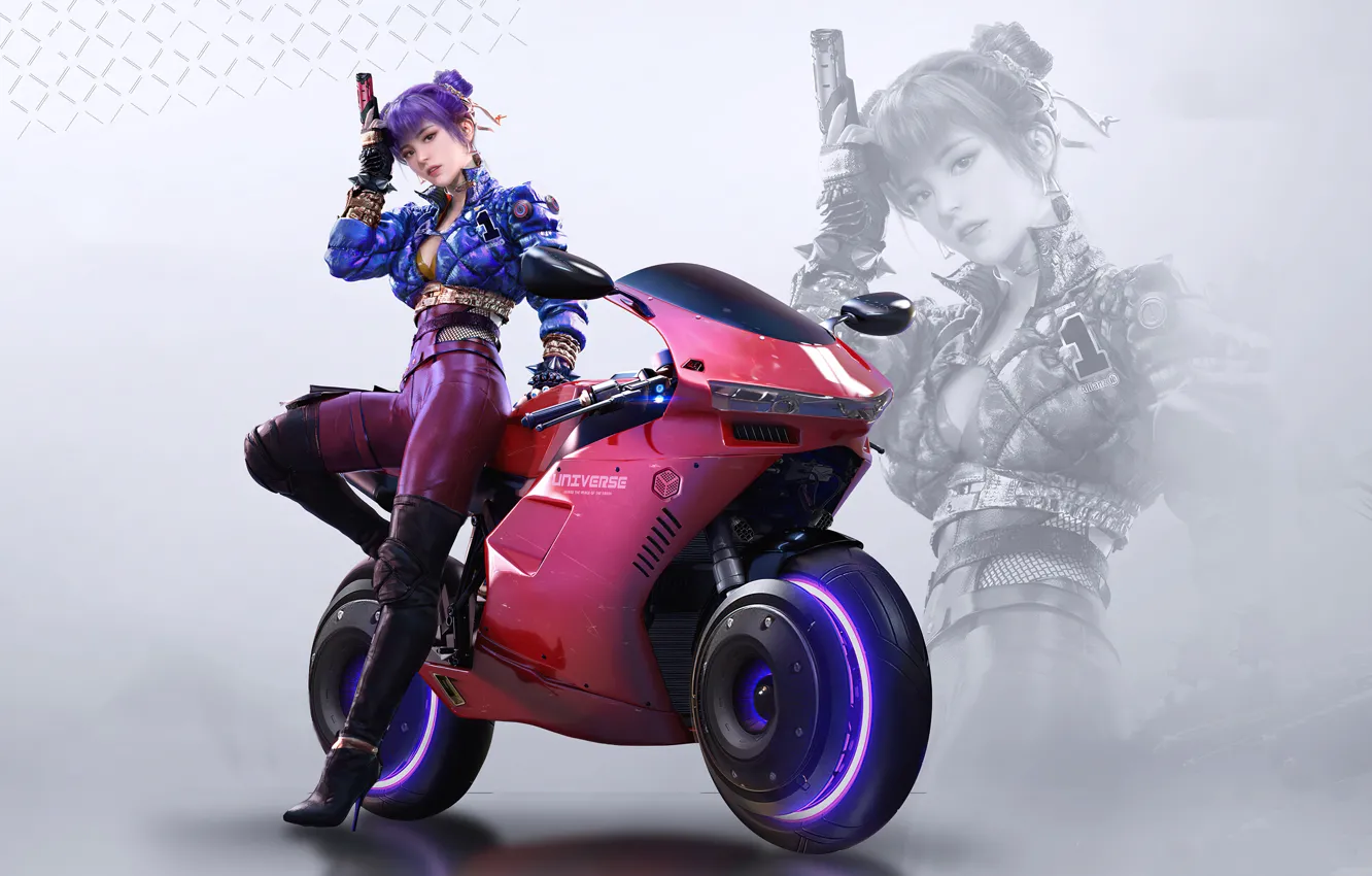 Фото обои art, cyberpank, motocycle, future art