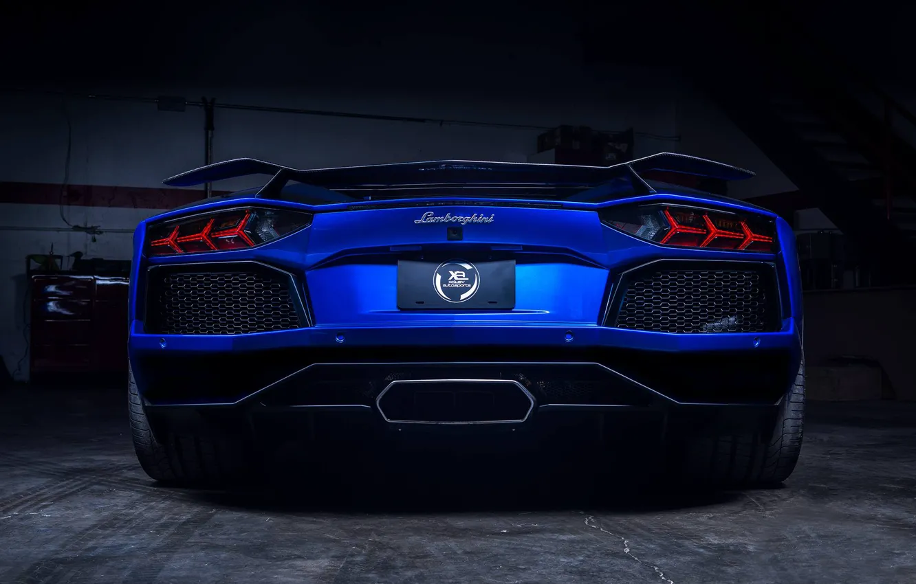 Фото обои Lamborghini, Blue, Matte, LP700-4, Aventador, Supercar, Spoiler, Rear
