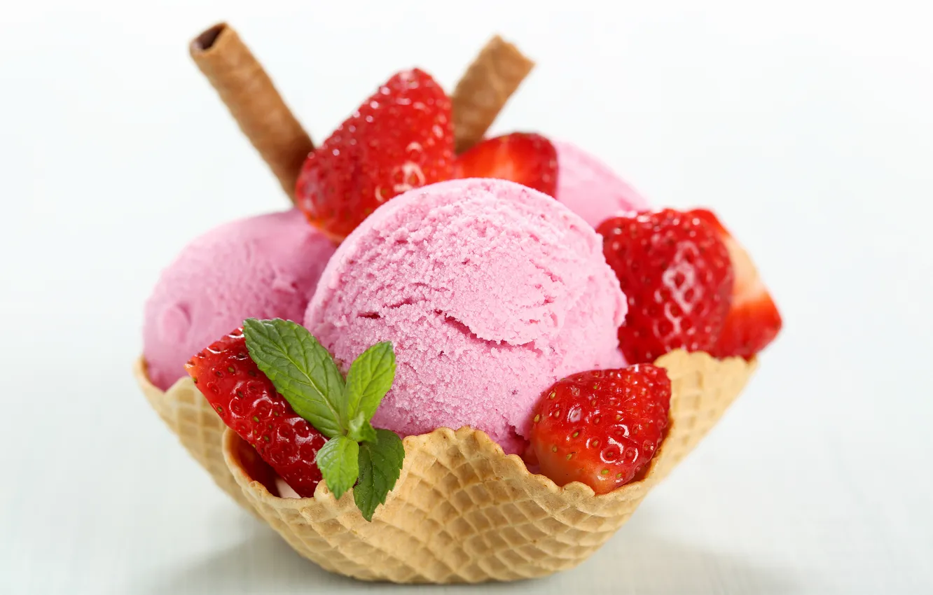 Фото обои клубника, мороженое, мята, strawberry, ice cream, mint, сладкие палочки, sweet sticks