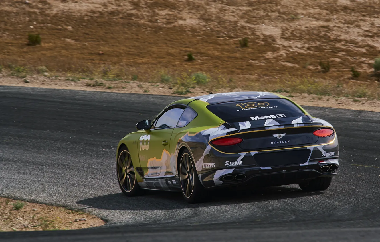 Фото обои купе, Bentley, поворот, сзади, Continental GT, Pikes Peak, 2019, 626 л.с.