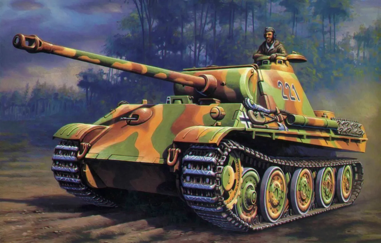 Фото обои war, art, painting, tank, ww2, Panzer V 'Panther' Ausf. D