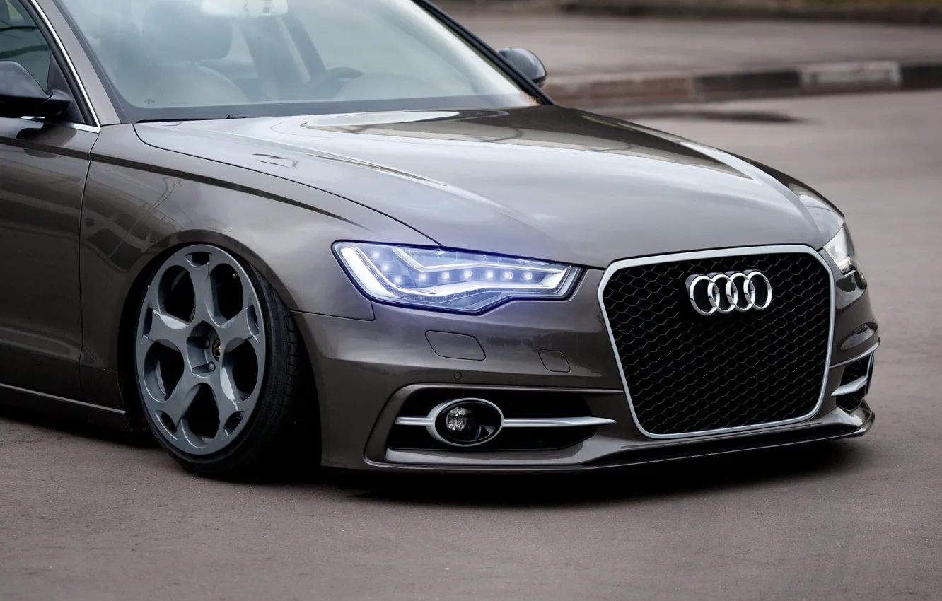 Фото обои Audi, Car, Front, Rings, Stance, Wheels, Ligth