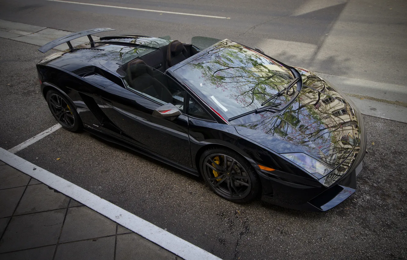Фото обои черный, Lamborghini, Gallardo, black, ламборгини, LP570-4, гайярдо, Spyder Performante
