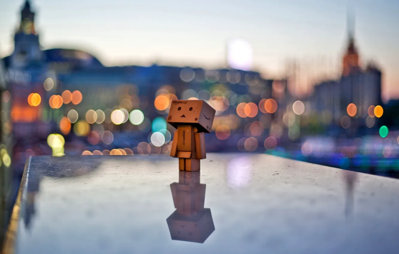 Фото обои город, огни, настроение, вечер, danbo, данбо