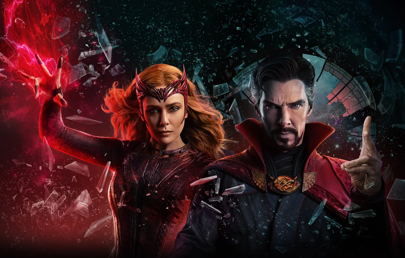 Фото обои постер, комикс, Бенедикт Камбербэтч, Benedict Cumberbatch, MARVEL, Scarlet Witch, Elizabeth Olsen, Элизабет Олсен