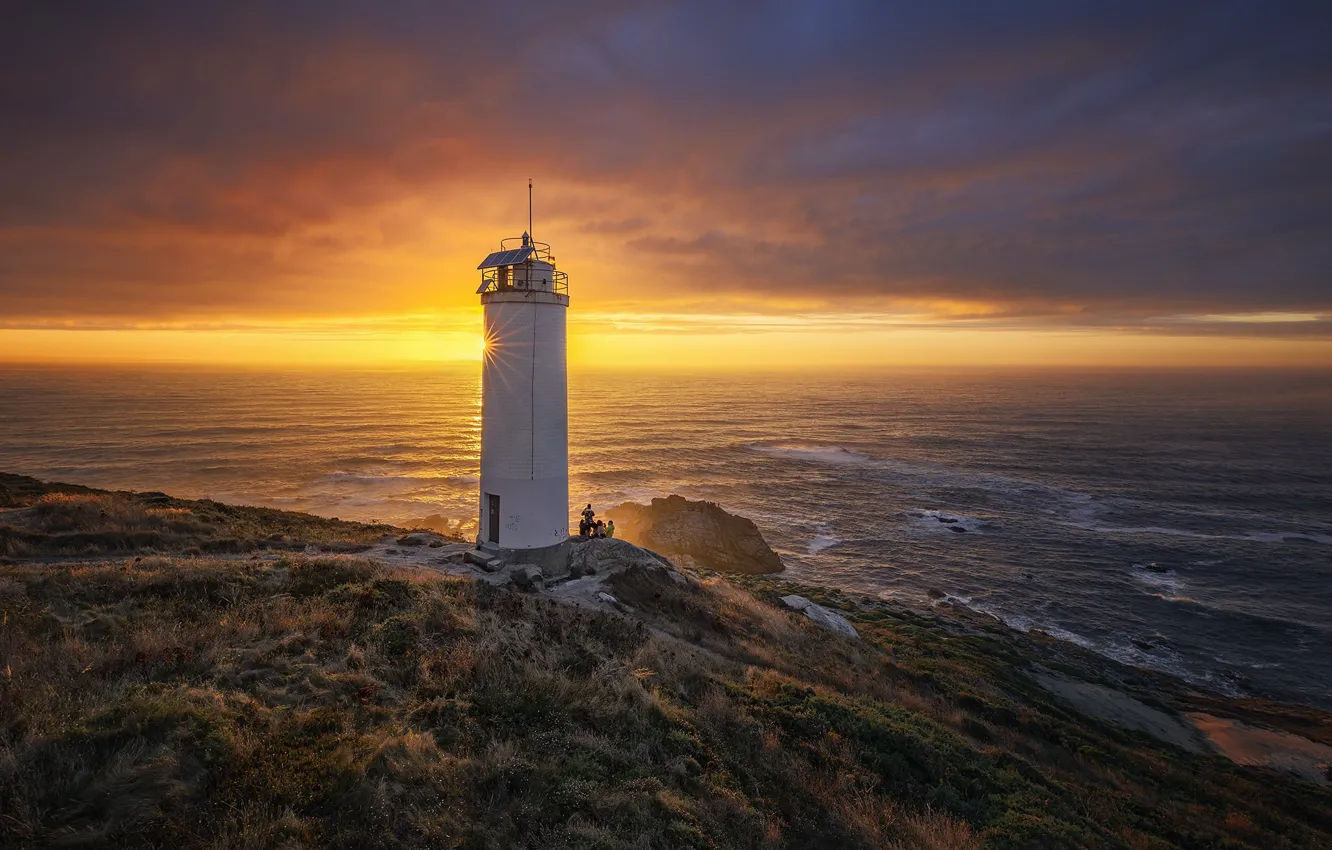Фото обои закат, маяк, Galicia, Laxe