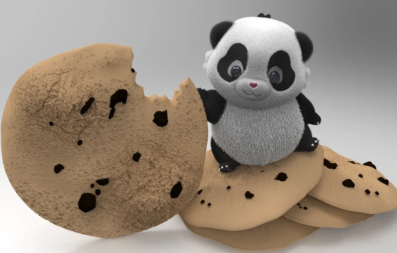 Фото обои рендеринг, печенье, арт, панда, CookieMonster, Monika Mihok