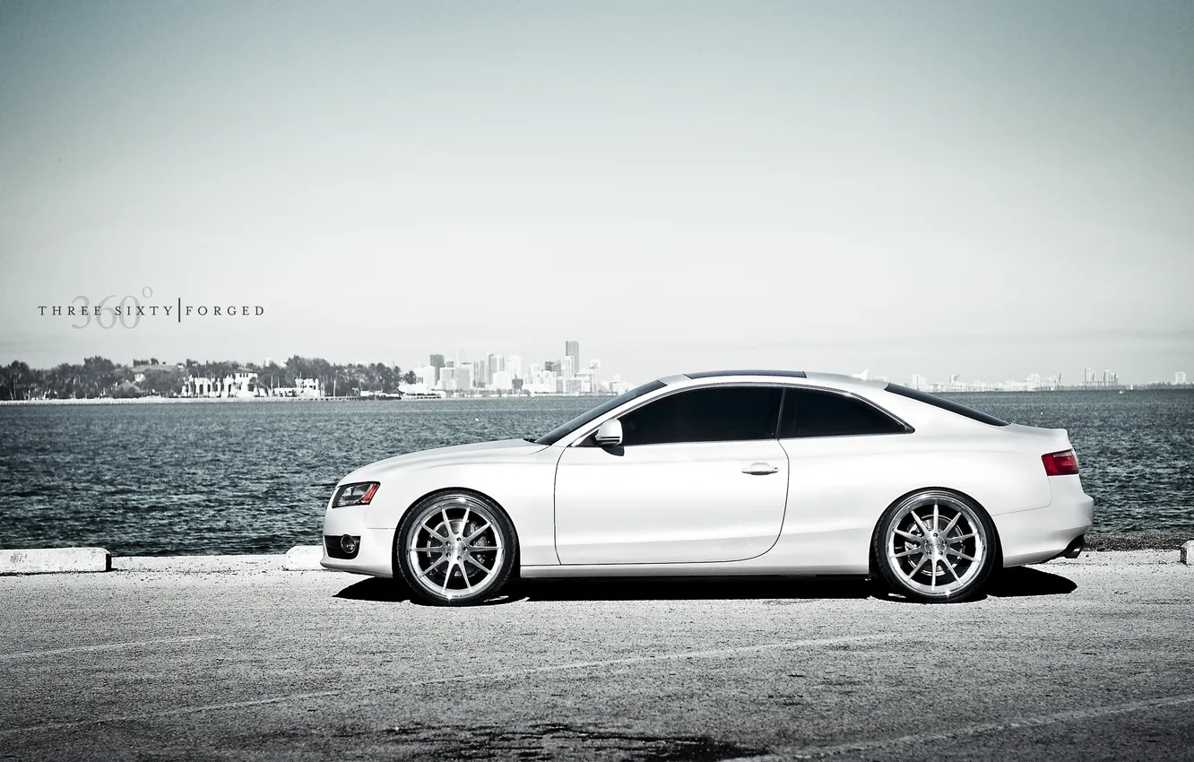 Фото обои белый, Audi, ауди, white, Coupe, 360 three sixty forged, US-spec, 3.2
