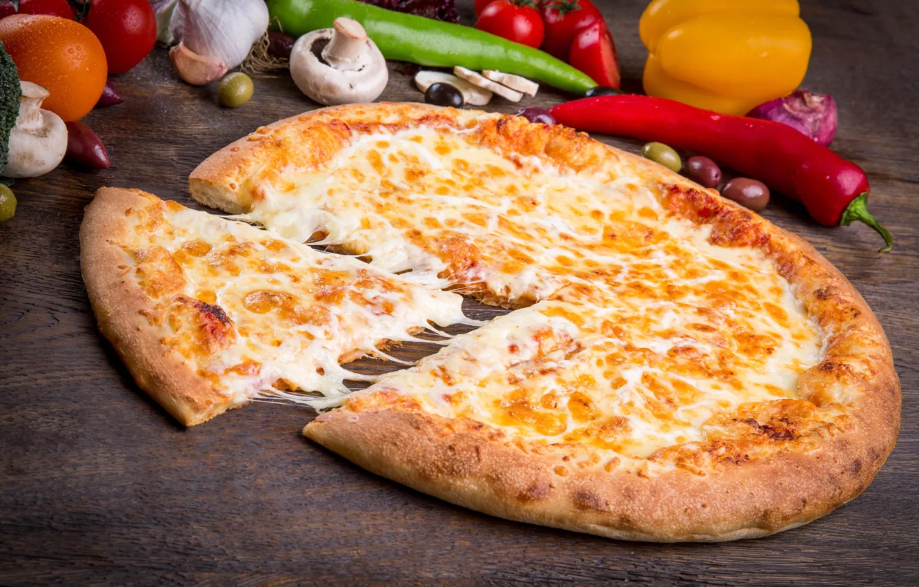 Фото обои сыр, овощи, пицца