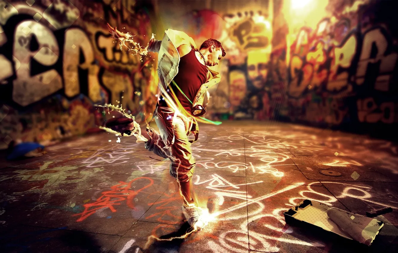 Фото обои энергия, стиль, музыка, креатив, движение, граффити, танец, music